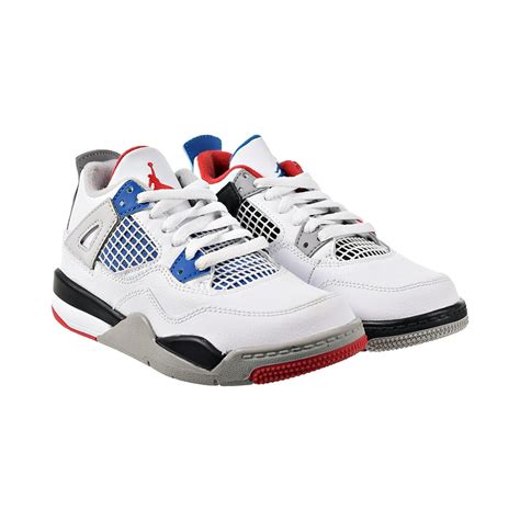 Jordan - Air Jordan 4 Retro SE Little Kids' Shoes White-Military Blue ...