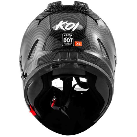 DOT Motorcycle Helmet Full Face KOI Gloss Carbon Fiber w/ Clear Visor ...