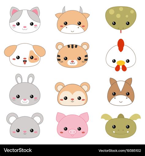 Animal faces Royalty Free Vector Image - VectorStock