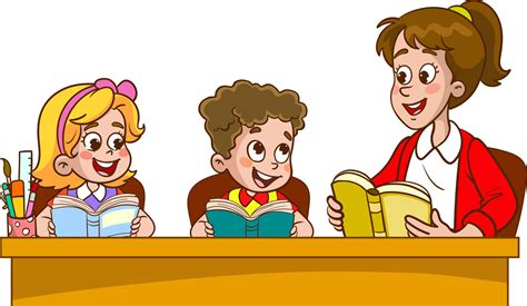 happy kids read book and study together with teacher 14199168 Vector ...