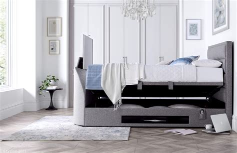 Kirkley TV Bed Frame with Ottoman Storage - Marbella Grey – TV Beds ...