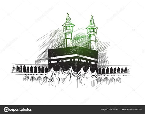 Holy Kaaba in Mecca Saudi Arabia, Hand Drawn Sketch Vector illus Stock Vector Image by ...