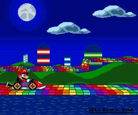 Mario Kart - SNES Rainbow Road by LuigiIsSuperior on DeviantArt