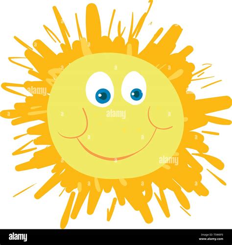 A happy bright sun with big blue eyes, cartoon, vector, color drawing or illustration Stock ...