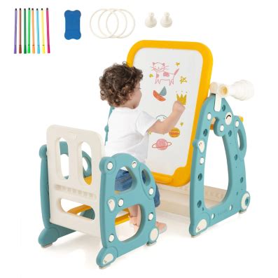 Kids Art Easel with Chair Kids Activity Table Set with Adjustable ...