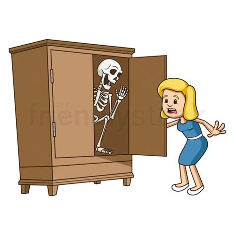 Skeleton In The Closet Cartoon Vector Image Clip Art - FriendlyStock