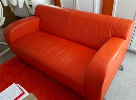 LEATHER 2 SEATER SOFA -BURNT ORANGE | in Sheffield, South Yorkshire | Gumtree