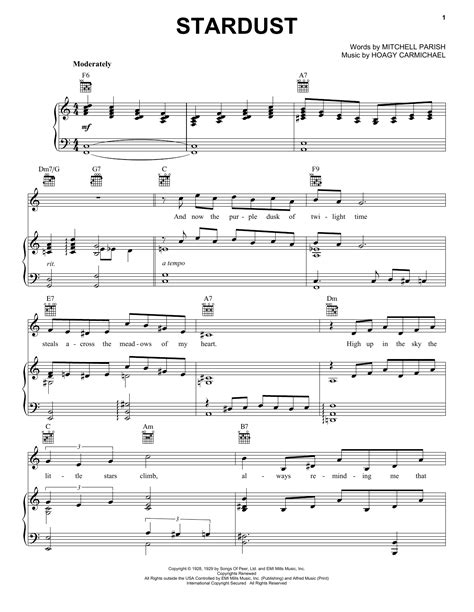 Frank Sinatra "Stardust" Sheet Music Notes | Download Printable PDF ...