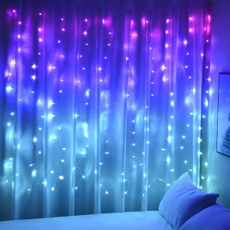 Curtain Lights Pink Blue Purple Fairy Lights for Bedroom Wall Hanging ...