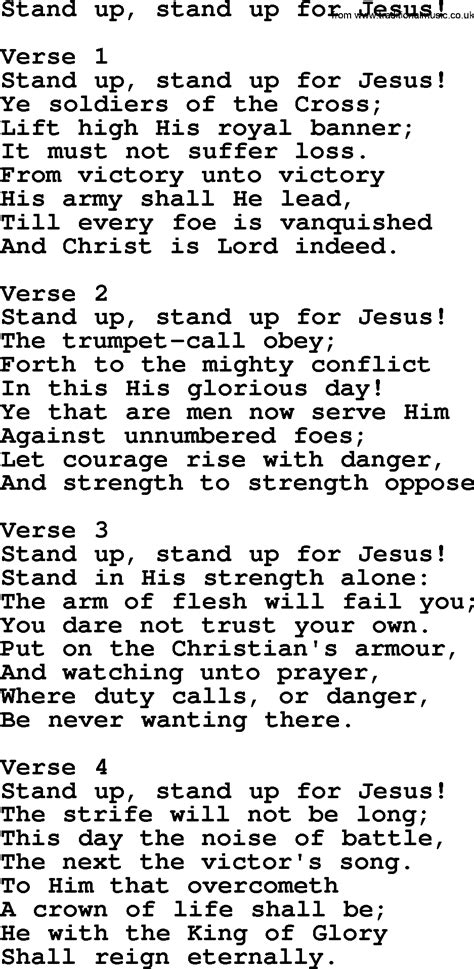 Stand Up, Stand Up For Jesus! - Apostolic and Pentecostal Hymns and Gospel Songs - lyrics and PDF