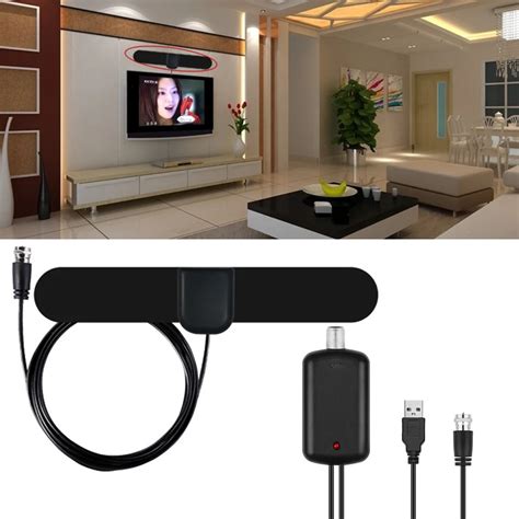 2018 Professional Flat HD Amplified Indoor Digital TV Antenna HDTV Antenna Amplifier 50 Miles ...