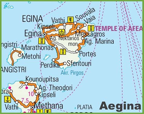 Aegina road map - Ontheworldmap.com