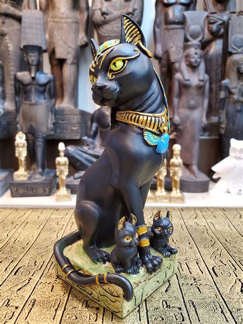 Bastet Statue - Goddess Bastet with Hieroglyphic Base - Son Of The Pharaoh