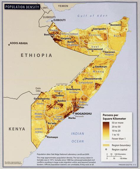 Population Density of Somalia (2012) | Density, Map, Somalia