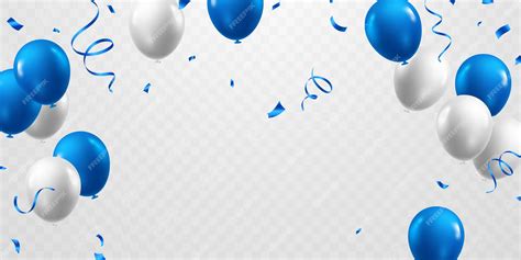 Premium Vector | Celebrate with blue and white balloons with confetti for festive decorations ...