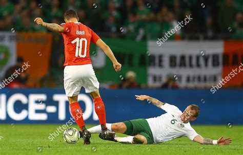 Glenn Whelan Republic Ireland Tackles Granit Editorial Stock Photo - Stock Image | Shutterstock