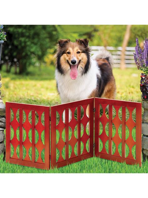 Etna 3-Panel Retro Design Wood Pet Gate - Freestanding Tri Fold Dog Fence for Doorways, Stairs ...