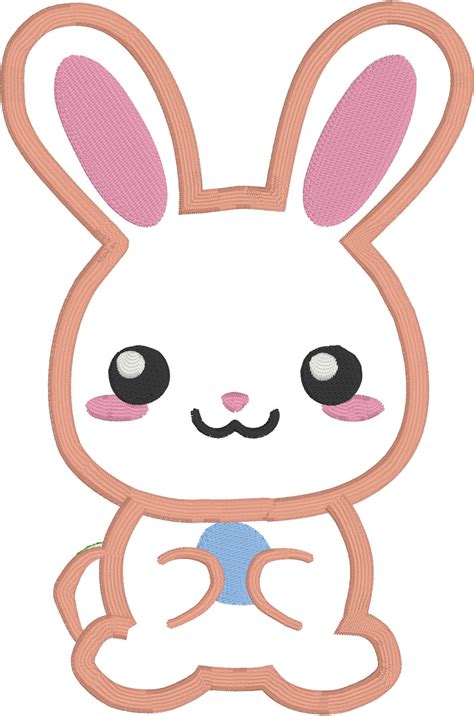 Kawaii Bunny Applique Design - 4x4 5x7 Cute Rabbit Applique – Designs ...