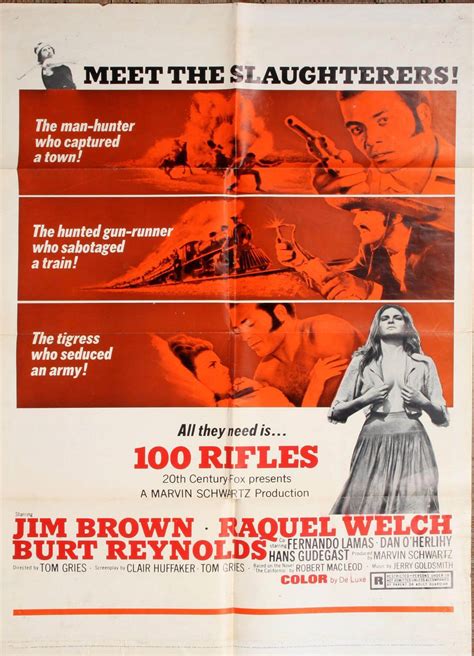 100 Rifles 1969 sheet Movie Poster Starring Jim Brown Raquel Welch Burt Reynolds | Memorabilia ...