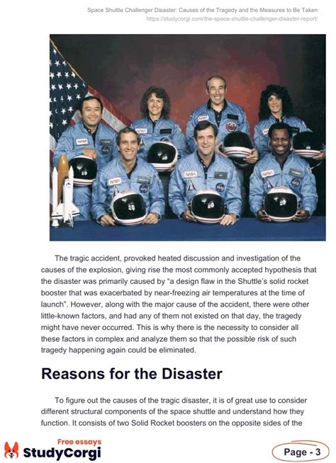The Space Shuttle Challenger Disaster: The Causes of the Tragedy and the Measures to Be Taken ...
