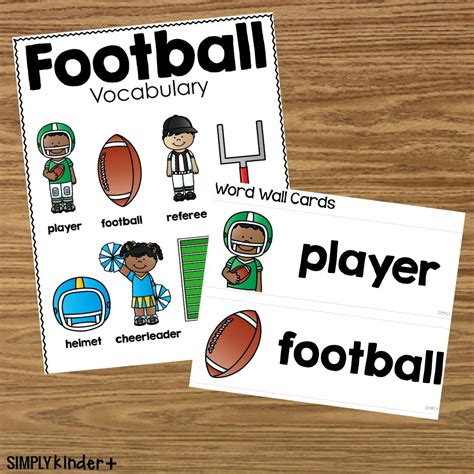 Football Vocabulary- No-Prep Football Printable - Simply Kinder Plus