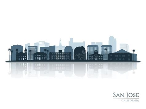 San Jose Skyline Silhouette with Reflection. Stock Vector ...