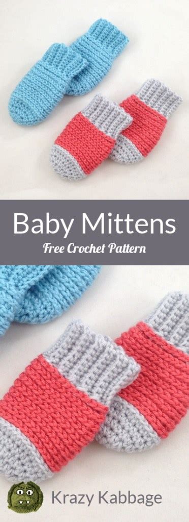 Ribbed Baby Mittens Free Crochet Pattern – Krazy Kabbage