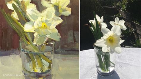 Three Narcissus - Flower Painting by Roos Schuring