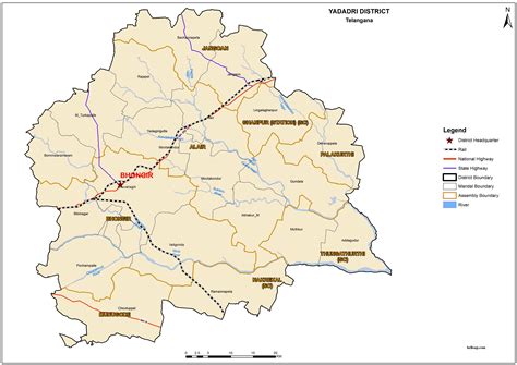 Yadadri New District Map, Mandals and Revenue Divisions in Telangana ...