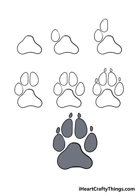 Dog Paw Drawing - How To Draw A Dog Paw Step By Step