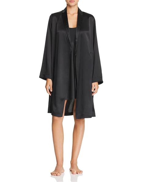 La Perla Belted Silk Robe In Black | ModeSens