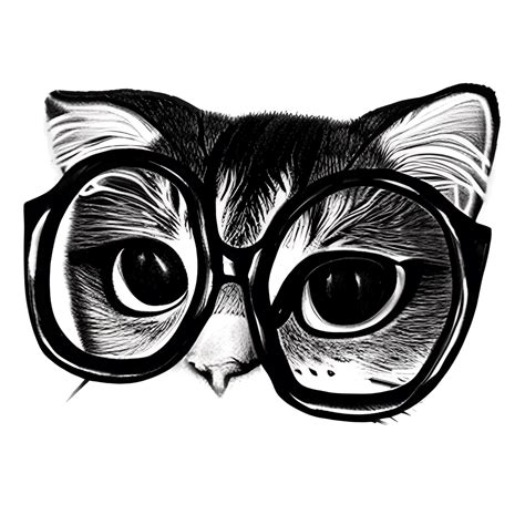 Cute Cat with Glasses and Bow Tie · Creative Fabrica