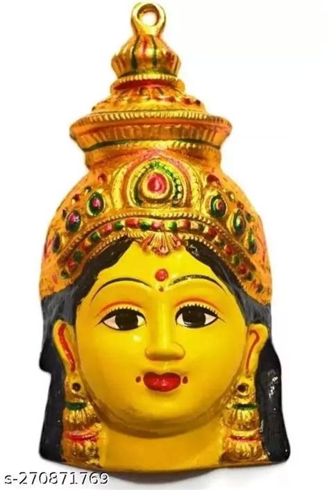 Religious Ammavari Face/Varalakshmi Face idol For Puja Yellow Color