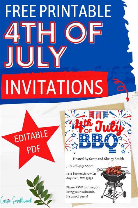 Free Printable 4th Of July Party Invitation Editable Template - Cassie Smallwood