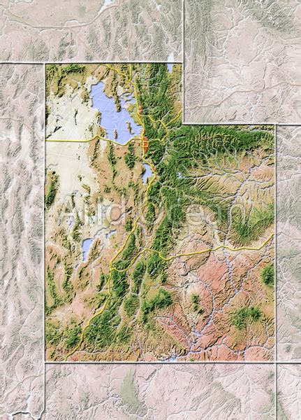 Utah, shaded relief map.