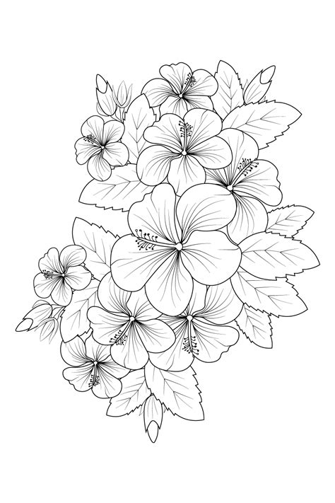 Hibiscus Flower Drawing Tattoo