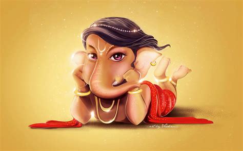 Download Ganesh 3d Cartoon Art Wallpaper | Wallpapers.com