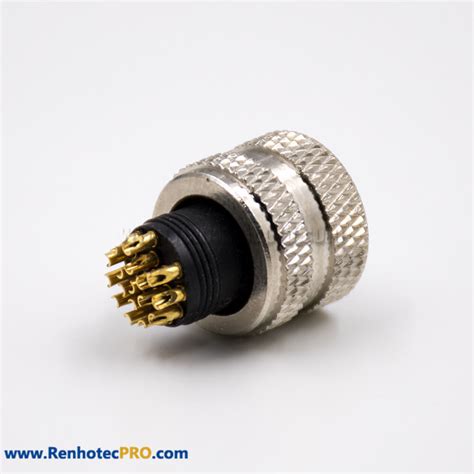 Female Connector M12 17 Pin Straight A Coded Field Wireable Connector Non-Shield Overmolded ...