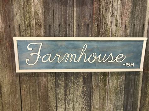 Farmhouse Farmhouse-Ish Sign Blue White Wood 3D Raised Text | Etsy in ...