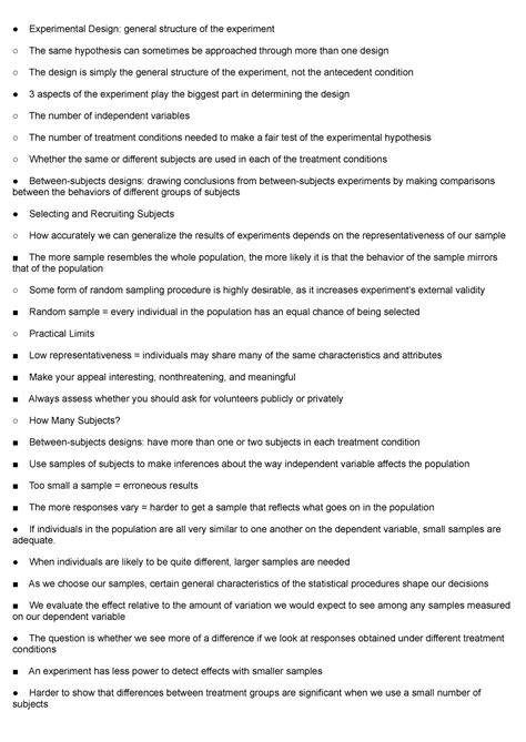 Review on Basic Between-Subjects Designs - Experimental Design: general structure of the - Studocu