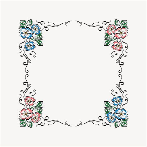 Flower frame clipart, drawing illustration | Free Vector - rawpixel