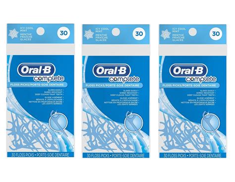 Oral-B Complete Dental Floss Picks, Icy Cool Mint, 30 Ct, 3 Pack - Walmart.com