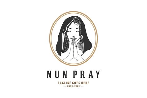 Premium Vector | Vintage Frame with Nun Angel Pray for Tattoo Logo ...