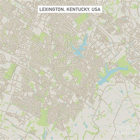 Lexington Kentucky US City Street Map Digital Art by Frank Ramspott ...