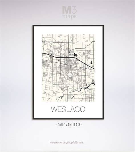 Weslaco Texas Weslaco TX Map Weslaco Map Weslaco Print - Etsy