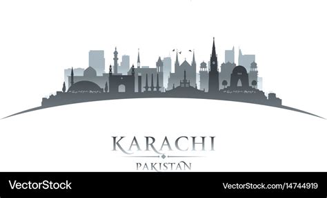 Karachi pakistan city skyline silhouette white Vector Image