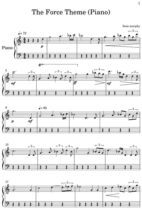 The Force Theme (Piano) - Sheet music for Piano