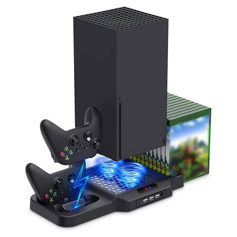 Vertical Stand with Cooling Fan for Xbox Series X, EEEkit Charging Station Dock with Dual ...