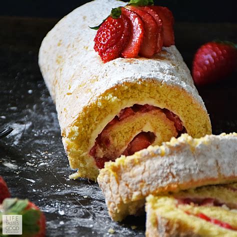 Strawberry Jelly Roll Cake Recipe | Life Tastes Good