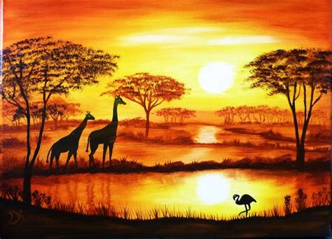 Afrika 2 - MyKingList.com | Paysage savane, Idées de peinture sur toile, Art de girafe